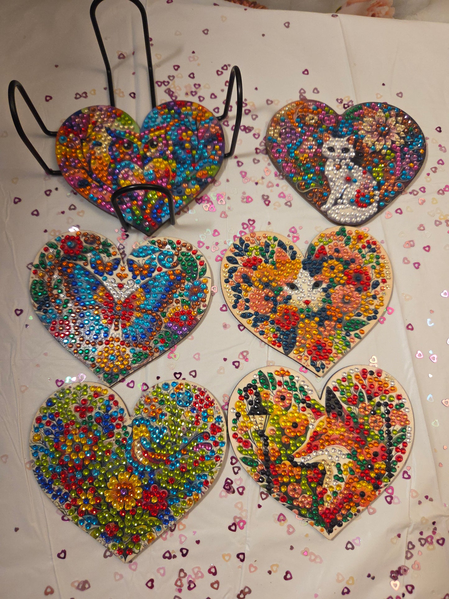 6 Heart shaped coasters