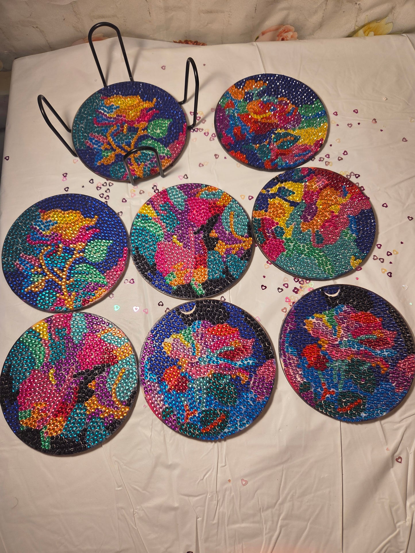 8 Rose design coasters