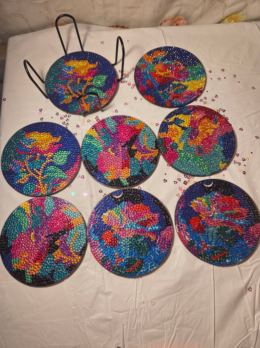 8 Rose design coasters