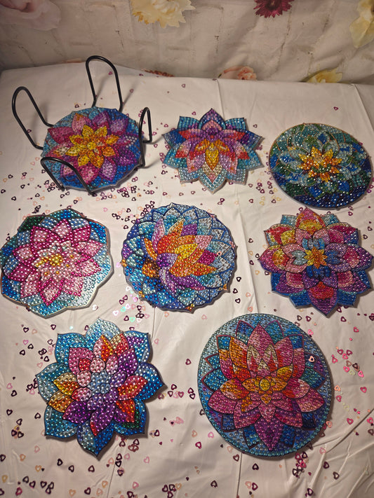 8 Flower shaped coasters